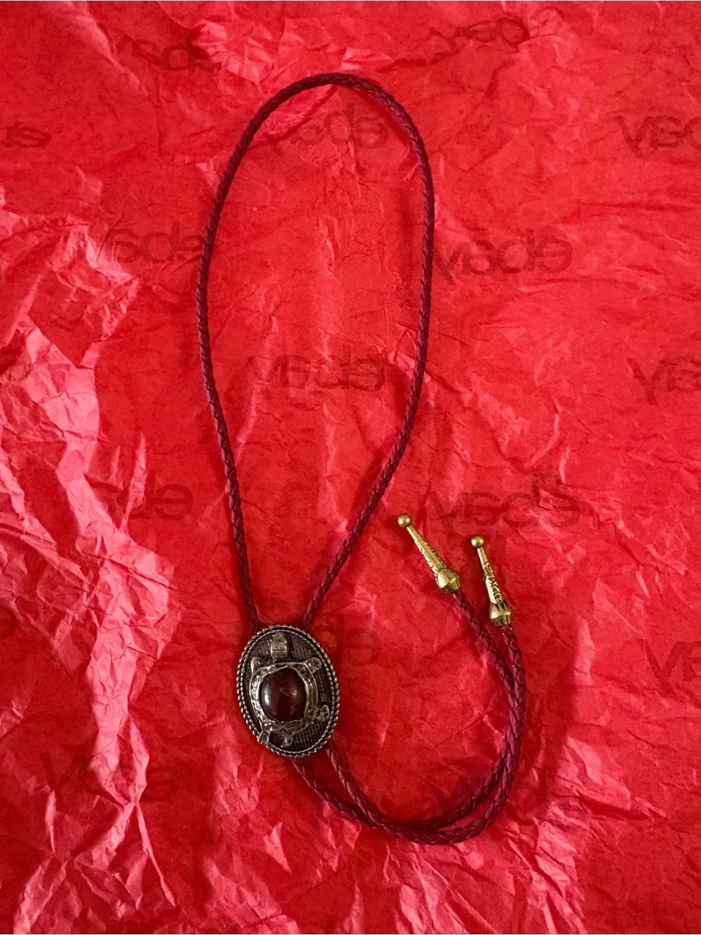 Turtle Bolo Tie with Deep Red Stone